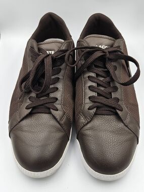 Lacoste Graduate LCR3 Brown Leather & Mesh Sneakers - Men’s 11.5